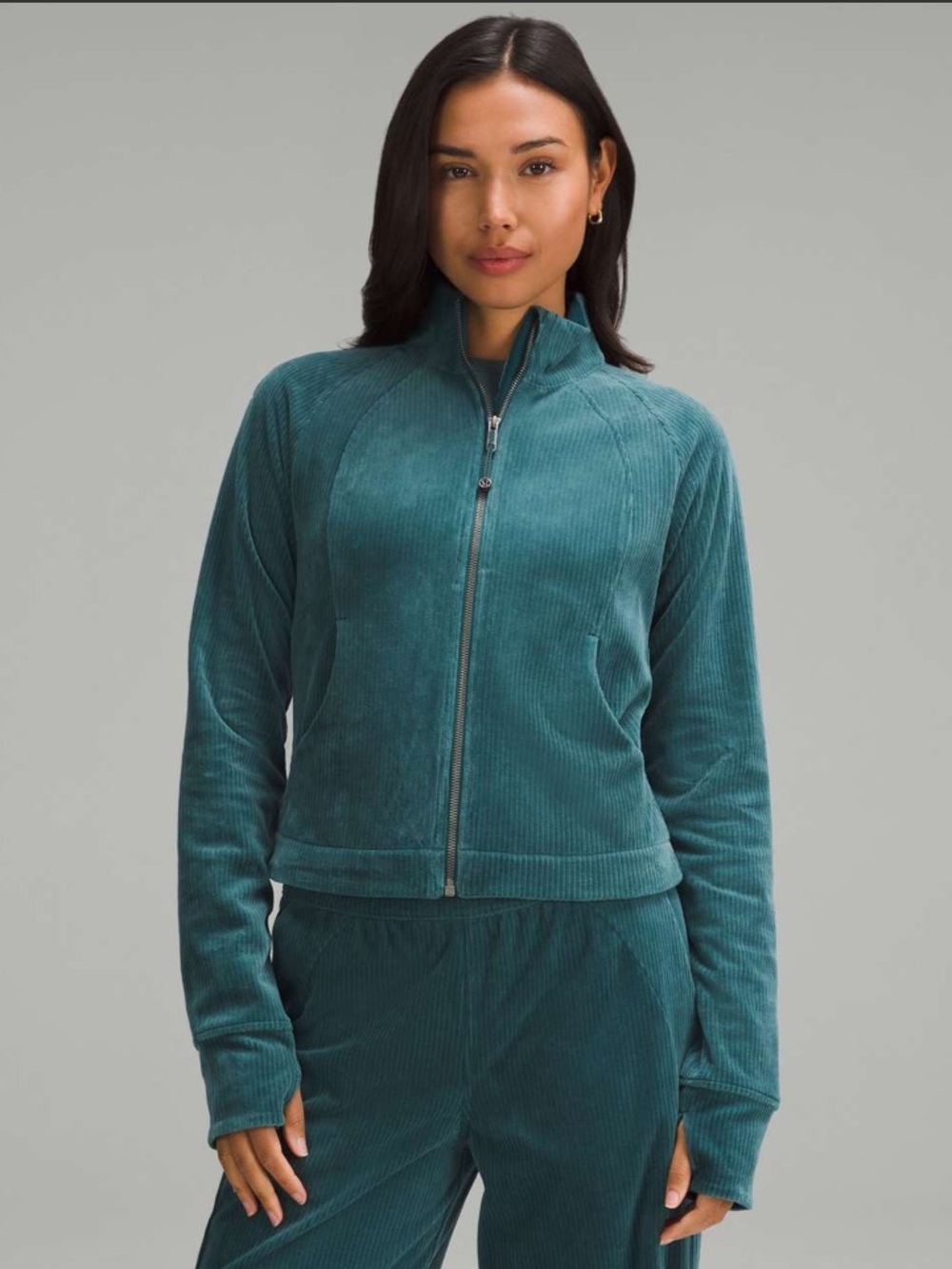 Lululemon Scuba Track Jacket *Velvet Cord Storm Teal Size 10 NWT New W3HN5S